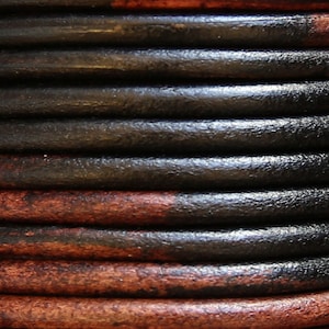 5mm black and brown leather cord, natural leather cord for necklaces, bracelets, antique leather, genuine leather, vintage look leather