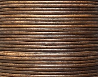 2 mm Militärgrün Lederschnur - echte runde Lederschnur für die Schmuckherstellung, Bastelbedarf, DIY Armbänder und Halsketten