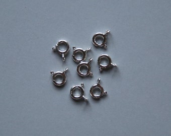 5 Pieces 6mm sterling silver spring ring clasp, spring ring with open jump ring, jewelry making supplies