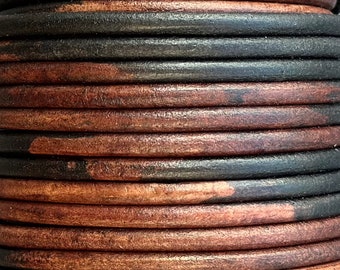 4mm black and brown leather cord, genuine leather cord for necklaces, bracelets, natural round leather cord for jewelry