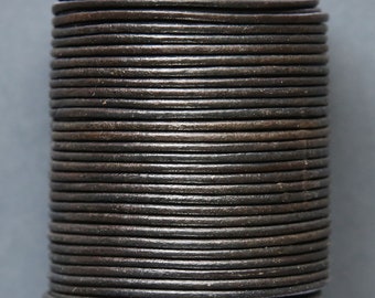 2mm antique black leather cord, genuine leather cord for beading, vintage thin leather cord