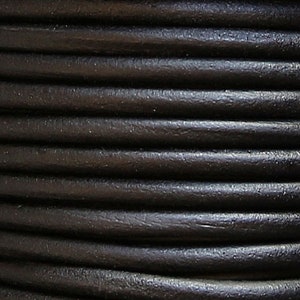5mm black leather cord, matt black natural leather cord for necklaces, bracelets, antique leather, genuine leather, vintage look leather