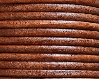 5mm brown leather cord, antique leather, natural leather cord for necklaces, bracelets, genuine leather, vintage leather