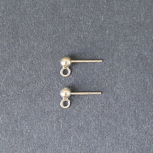4 mm sterling silver ball stud earrings with open jump ring, 925 silver earring post for jewelry making supplies