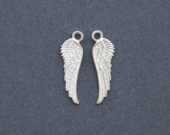 Sterling zilveren engel vleugel charme, vleugel sieraden charme, 925 zilveren bedel, armband ketting oorbellen charme