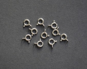 5 Pieces 7mm sterling silver spring ring clasp, spring ring with open jump ring, jewelry making supplies