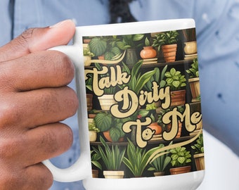 Personalized Plant Lover Mug, Botanical Garden Design, 15oz Ceramic