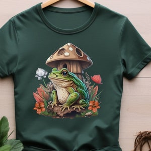 Aesthetic Frog&#39;s Mushroom Home T-Shirt, Cottagecore T-Shirt, Frog Shirt , Goblincore Tee, Gift for Daughter, T-Shirt for Frog Lovers