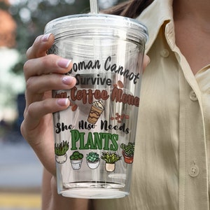 Personalized Plant Lover Sunsplash Tumbler with Straw, 16oz, Custom Travel Cup for Plant Mom, Cute Gift for Gardening Lover, Funny Plant Mug