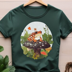 Aesthetic Frog Sitting on Mushroom T-Shirt, Cottagecore T-Shirt, Frog Shirt , Goblincore Tee, Gift for Daughter, T-Shirt for Frog Lovers