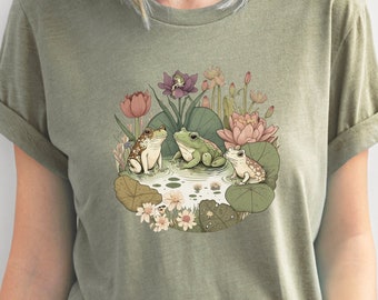 Chillin 'Frogs Graphic Tee: Cottagecore Lily-Pad Shirt