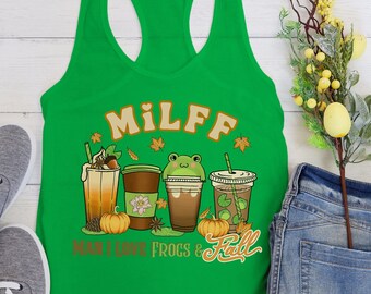 Frog & Fall Racerback Tank Top: Cottagecore Women's Tee
