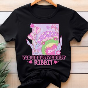 Cute &quot;You Make My Heart Ribbit&quot; Shirt, Cute Frog T-Shirt, Froggy Cute Pastel T-Shirt, Cute Frog Shirt for Daughter, Gift for Frog Lovers