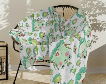 Manta de rana kawaii Minky: manta de terciopelo estilo cottagecore