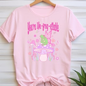 Cute &quot;You&#39;re Un-frog-ettable&quot; Shirt, Cute Frog T-Shirt, Froggy Cute Pastel T-Shirt, Cute Frog Shirt for Daughter, Gift for Frog Lovers