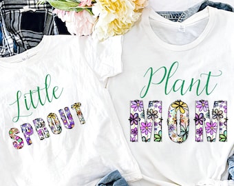 Plant Mom and Little Sprout Shirt Set for Gardening Lovers, Mommy and Me T-Shirt Family Set, Cute Mom and Daughter Tee for Mother&#39;s Day