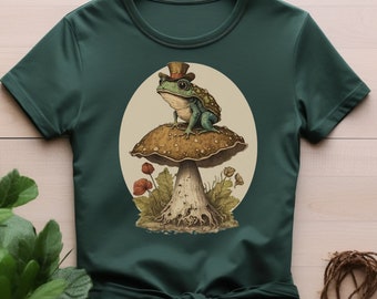 Groda Top Hat T-shirt, Cottagecore-estetik, grodälskare-gåva