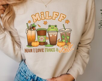 Moletom com estampa de sapos e café de outono: presente para amantes de sapos da Cottagecore