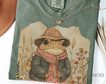 Retro Cottagecore Toad Portrait Comfort Color Shirt | Vintage-inspired Nature Tee for Frog and Toad Lover, Whimsigoth Unisex Oversized Shirt
