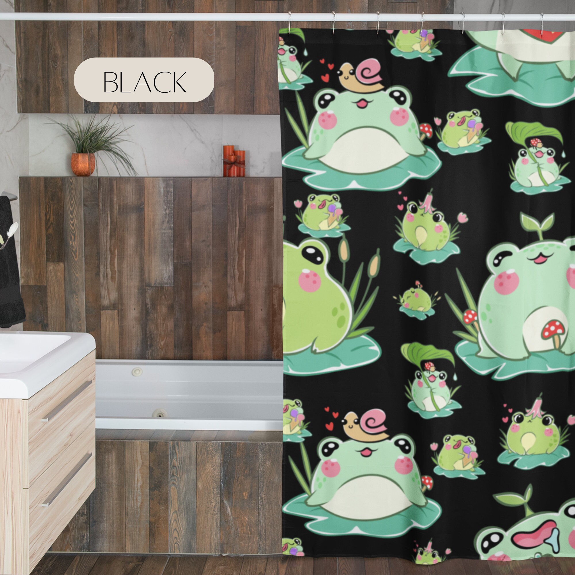 Adorable Kawaii Frog Shower Curtain for a Playful Bathroom Decor, Cute Frog  Polyester Shower Curtain, Cottagecore Bath Decor for Frog Lovers 
