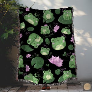 Personalized Frog Blanket: Lily Pad Cottagecore Throw