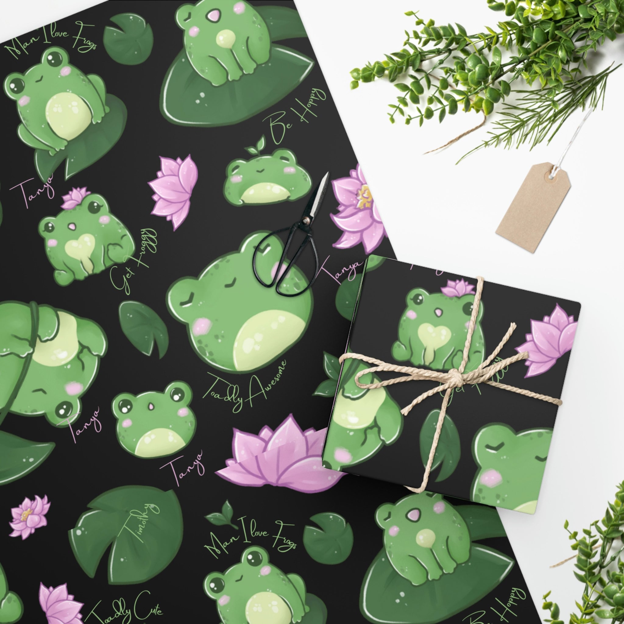 Personalized Frog Wrapping Paper, Custom Frog Gift Paper for Frog ...