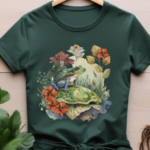 Aesthetic Frog Sitting on Mushroom T-Shirt, Cottagecore Frog TShirt, Frog Shirt , Goblincore Tee, Gift for Daughter, T-Shirt for Frog Lovers