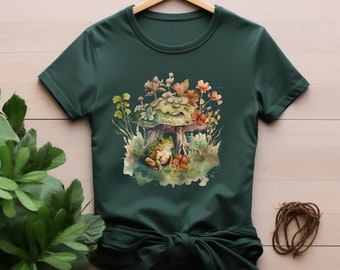 Groda Mushroom Bella Canvas T-shirt, Cottagecore Goblincore T-shirt