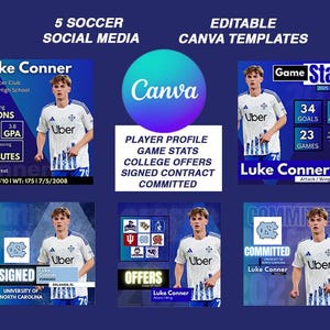 Soccer Recruiting Canva Templates | Player Profile, Stats, Offers (Digital Download)
