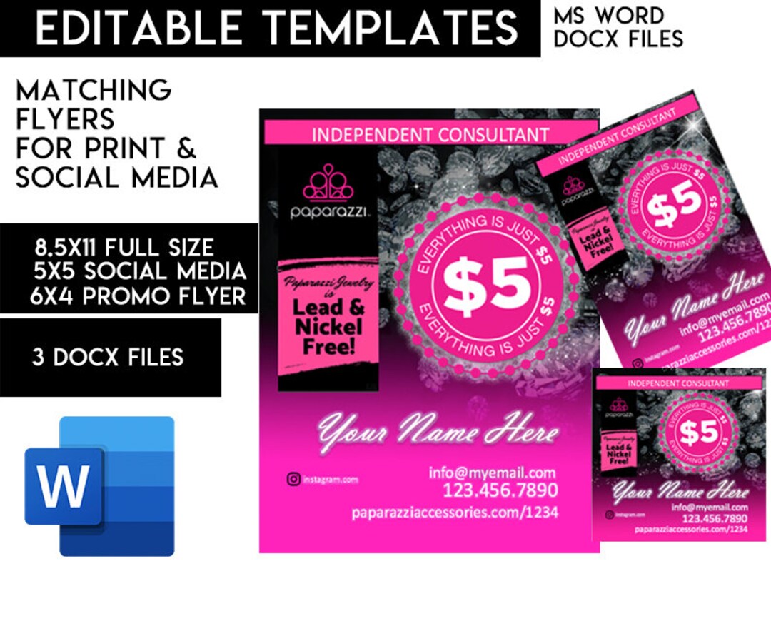 Editable DYI Paparazzi Flyer MS Word Templates - Etsy Australia