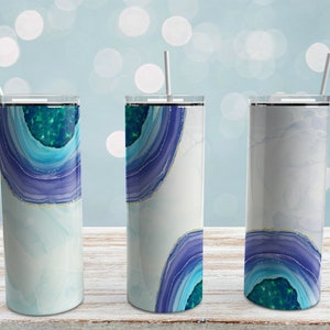 Agate Geode Tumbler Wrap: Purple/Blue 20oz Skinny Tumbler (PNG Digital Download)