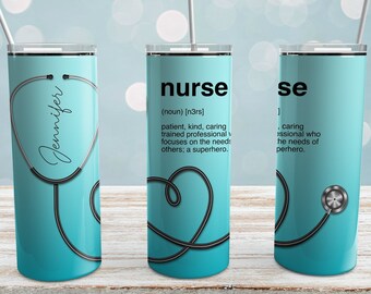 Nurse Tumbler Wrap PNG, Add Your Own Name Design (Digital Download)