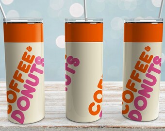 Coffee & Donuts Tumbler Wrap: Funny 20oz Design (PNG)