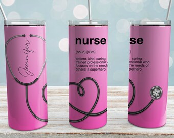 Nurse Tumbler Wrap: Add Your Own Name Design (Digital Download)