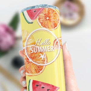 Fruity 20oz Summer Tumbler Design | Watermelon Orange Pineapple Tumbler Sublimation Wrap