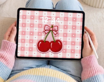 iPad Lock Screen | Cherry Coquette Bow | JPG