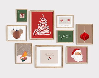 Christmas Wall Art: Printable Modern Holiday Decor Set of 9 (Digital Download)