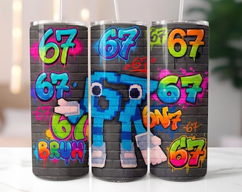 67 Tumbler Wrap | Brainrot ( PNG)