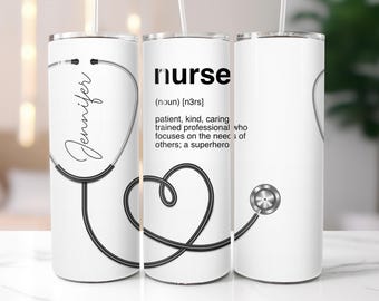 Nurse Tumbler Wrap Design – Stethoscope Sublimation PNG for 20oz Skinny Tumblers