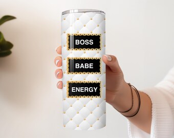 Boss Babe Tumbler Wrap: Positive Affirmation Design (PNG File)
