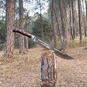 Custom Handmade Carbon Steel Long Blade Machete Sword , Hunting Sword , Survival Sword , Camping Sword , Anniversary Gift , Birthday Gift.