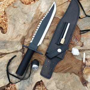 Custom Handmade Hunting Bowie Knife 440c Stainless Steel Blade , Comondo Knife , Tactical , Camping , Survival.