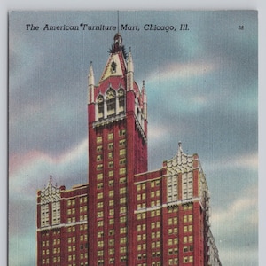 Vintage Postcard, The American Furniture Mart Building, Chicago Illinois, c1940s unposted
