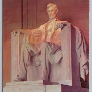 Vintage Postcard, Abraham Lincoln Statue by Daniel Chester French in the Lincoln Memorial, Washington DC, c1960s unposted