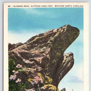 Vintage Postcard, Blowing Rock, Altitude 4350 feet, Western North Carolina, c1940s unposted