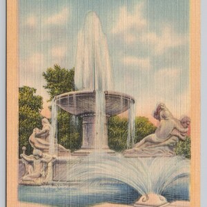 Vintage Postcard, The Fountain of Waters, Fine Arts Gardens, Cleveland Ohio, c1940s unposted