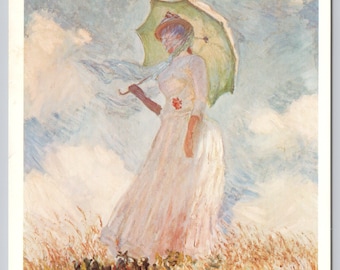 Vintage Art Postcard, Claude Monet, Woman with an Umbrella, The Louvre Museum Paris, c1970s 4x6 unposted