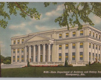 Vintage Postcard, Alabama State Department of Archives and History Building, Montgomery Alabama, c1940s unposted