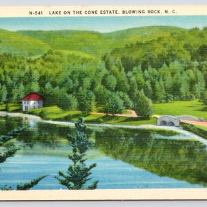 Vintage Postcard, Lake on the Cone Estate, Blowing Rock North Carolina, Vintage North Carolina Postcard, c1940s unposted