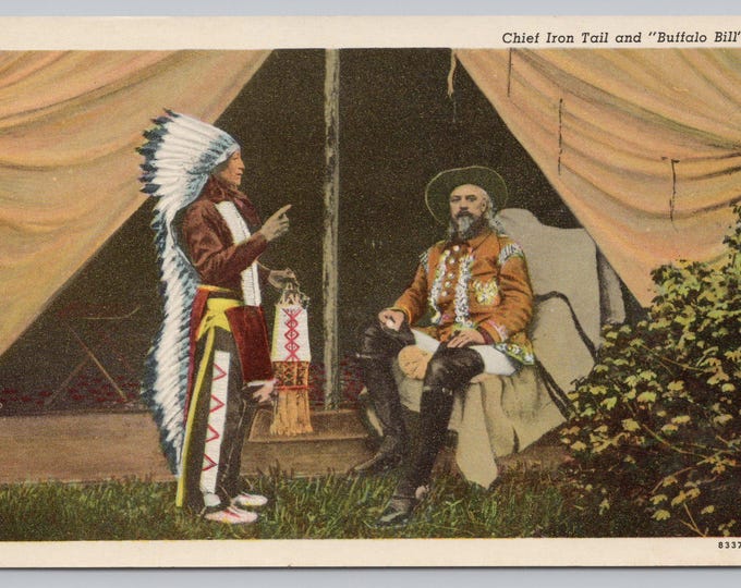 Vintage Postcard, Sioux Chief Iron Tail & Buffalo Bill Cody, Wild West ...